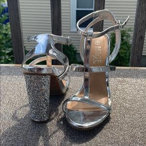 Silver glam heels